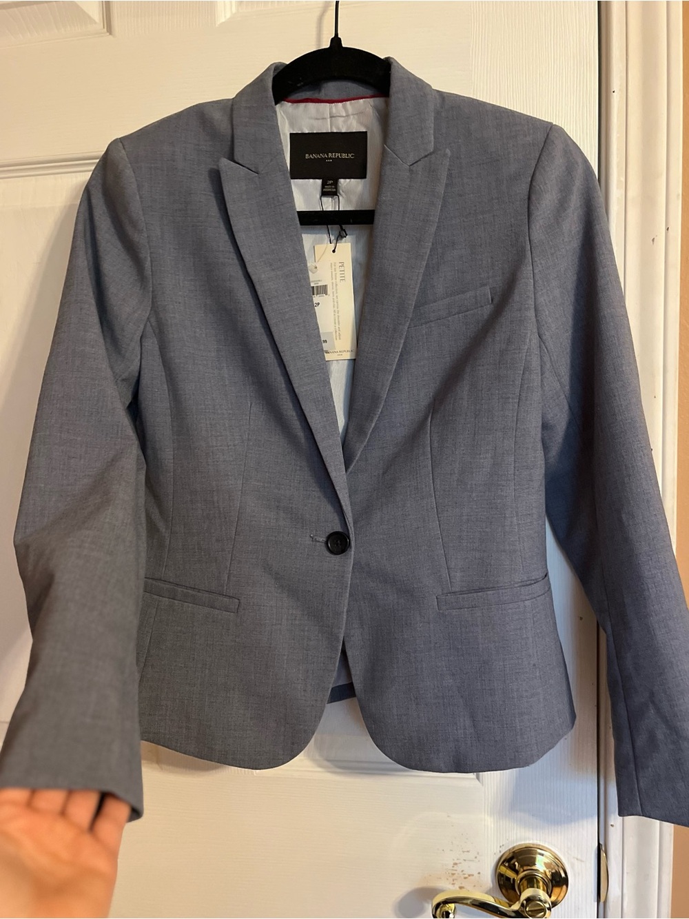 Banana Republic Women's Light Gray Single-Button Blazer size 2 Petite NWT
